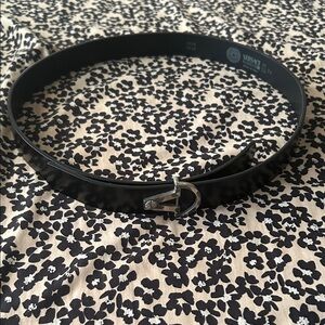 Versace Black Leather Belt with Silver Buckle
